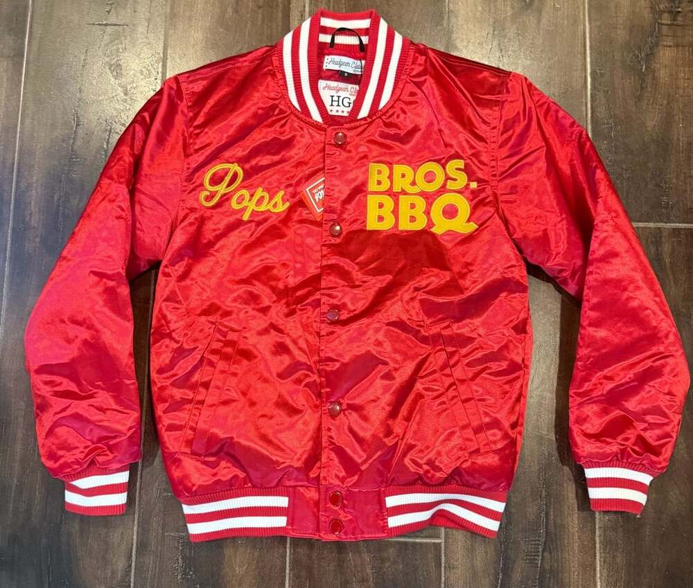 Headgear Classics Bros BBQ Pops Friday After Next Red Satin Bomber Jacket